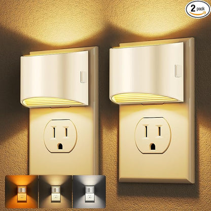 DORESshop Night Light, Night Lights Plug into Wall, Adjustable, 3CCT | 3 Level Brightness Adjustable Plug in Night Light, Dusk to Dawn Sensor, Nightlights for Adults, Bedroom, Bathroom, 2 packs