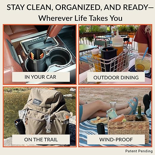 Trash Trapper Car Trash Can Cup Holder | Mini Car Trash Can | Fits in Most Doors | 5.1" x 2.9" | Traps More & Empties Less, Patent-Pending Compaction, Holds Weeks of Small Garbage, Black/Grey