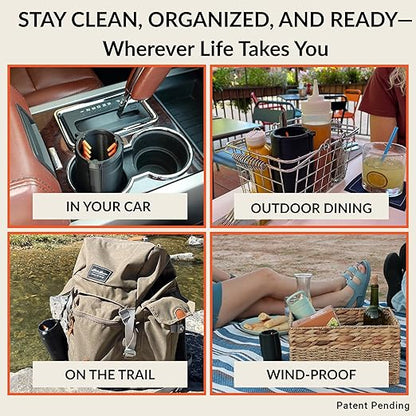 Trash Trapper Car Trash Can Cup Holder | Mini Car Trash Can | Fits in Most Doors | 5.1" x 2.9" | Traps More & Empties Less, Patent-Pending Compaction, Holds Weeks of Small Garbage, Black/Grey