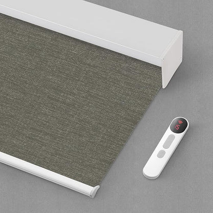 Bringnox Motorized Blinds with Remote,100% Blackout Smart Roller Blinds Compatible with Apple Homekit Google Home and Alexa Via HUB,and Customized (Crimp Toffee-23)
