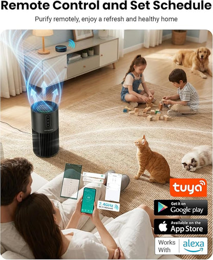 HEPA Air Purifiers for Home Pets, Smart WiFi Air Purifiers for Bedroom, Timer and Alexa Control, Cover 1800 Ft², PM2.5 Monitor, Sleep Mode, Washable Filter Air Cleaner for Pet Hair Odors Smoke Dust
