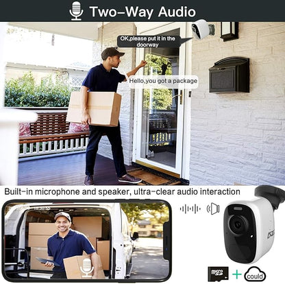 DCT Wireless Outdoor Security Camera: Magnetic Mount, Battery-Powered, 2K Color Night Vision, Weatherproof, AI Motion Detection, 2-Way Audio, Spotlight & Alarm, SD/Cloud Storage, Long Battery Life