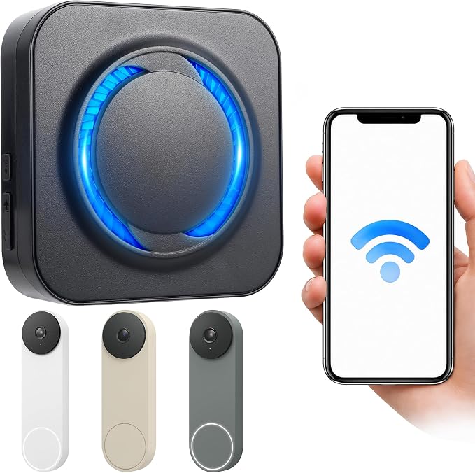 Wireless Smart Doorbell Chime for Google Nest Video Doorbells | Works with Google Home, Easy to Setup, 2.4GHz Wi-Fi, 32 Tunes, 5 Volumes, No Wiring,No Range Limit,for Large Home/Office/Shop
