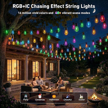 AILBTON RGB+IC 400FT Outdoor String Lights Bulbs IP67 Waterproof LED Color Changing Smart App Hanging Shatterproof Light with Remote Controller for Outside, Patio, Backyard, Garden, Party