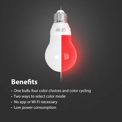 Feit Electric A19 LED Color Changing Bulb, 6 Fun Effects, Smooth Transitions & Flashing Modes, 100,000 Hours Lifespan, Ideal Indoor & Outdoor Party Lighting, A19/LED/PARTY