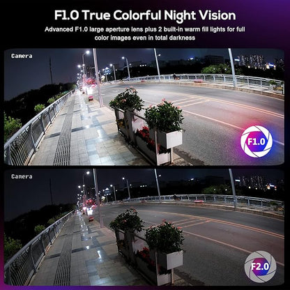 PANOEAGLE 8MP Security POE Camera, 4K IP Camera Outdoor with Human/Vehicle Detection, 24/7 Full Color Night Vision, Built-in Mic, 2.8mm Fixed F1.0 Lens, IP67 Waterproof(PG2387C-28)