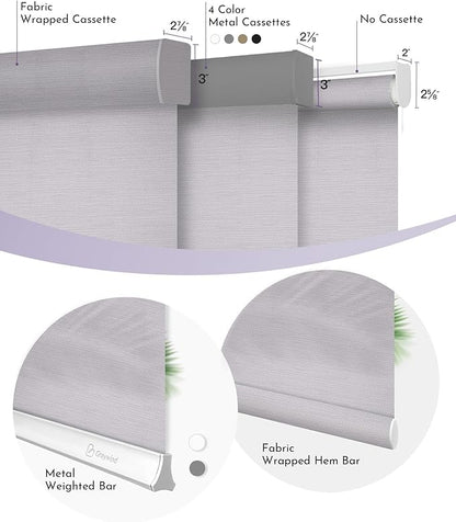 Graywind Motorized Silky Light Filtering Shades Compatible with Alexa Google Hardwired WiFi Smart Half Shading Remote Control Automated Blinds Electric Window Shades, Custom Size (Silky Silver Grey)
