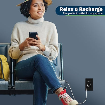 TOPGREENER 2-Port USB Outlet, 4.2A Type C USB Wall Outlet, Black, 2 Pack | UL Listed, 20 Amp TR Receptacle Plug, USB Receptacle, Charging Power Outlet with USB C & A Ports, Wall Plate Included