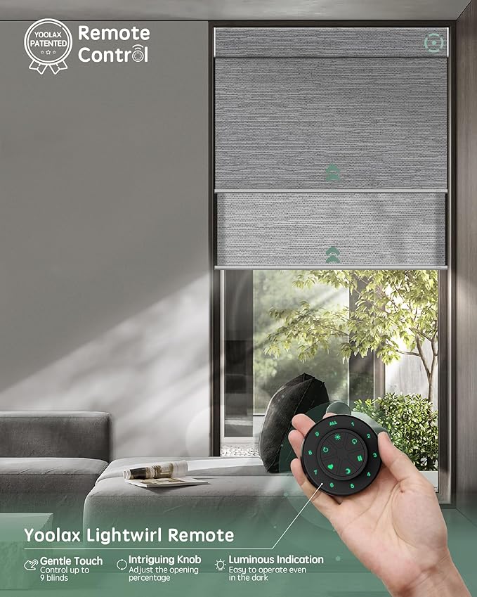 Yoolax Smart Dual Roller Shades, Motorized Blinds with Remote Smart Blinds Compatible with Alexa, Automatic Dual Shades for Windows Bedroom Living Room (Foggy Grey)