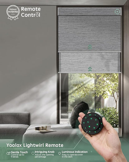 Yoolax Smart Dual Roller Shades, Motorized Blinds with Remote Smart Blinds Compatible with Alexa, Automatic Dual Shades for Windows Bedroom Living Room (Foggy Grey)