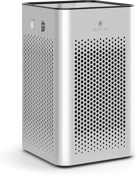 Medify MA-25 Air Purifier with True HEPA H13 Filter | 825 ft² Coverage in 1hr for Allergens, Smoke, Wildfires, Odors, Pollen, Pet Dander | Quiet 99.9% Removal to 0.1 Microns | Silver, 1-Pack
