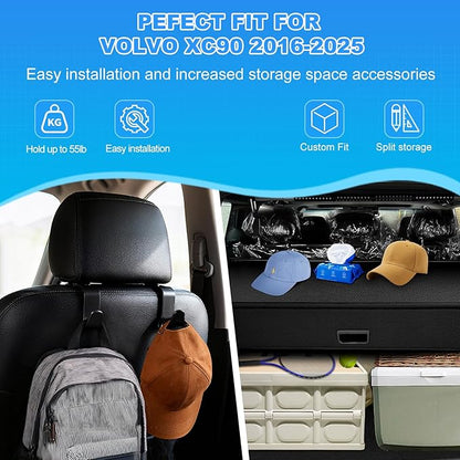 AUXKO Retractable Cargo Cover for XC90 2025-2016, Trunk Cargo Cover Luggage Security Shade Cover for 2025 2024-2016 XC90 Shielding Shade Anti-Peeping Luggage Privacy Screen, Carbon Fiber
