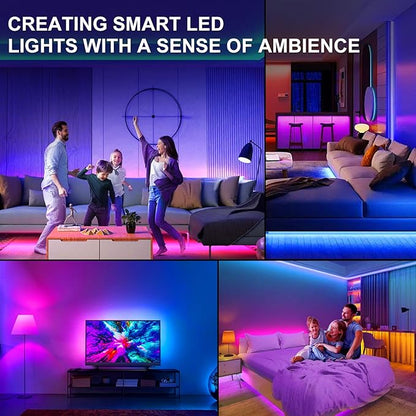 LED Strip Lights for Bedroom, 32.8ft Smart RGB Music Sync Bluetooth App & Remote Control, USB-Powered LED Strip Lights for TV, Gaming, Bedroom, PC, Home Theater