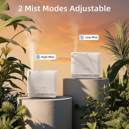 ASAKUKI Essential Oil Diffuser for Home, Large 700 ml Humidifier with Automatic Shut-Off, Quiet Aromatherapy Diffuser with 7 LED Lights for Living Room, Kitchen, Bedroom, Hotel, Gift for Mom - White