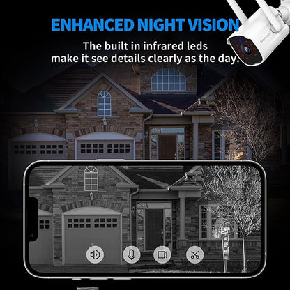 Septekon 2K Security Camera Outdoor 2 Pack, 2.4G WiFi Home Security Cameras with Smart Siren, Night Vision, Motion Detection, 2-Way Talk, Compatible with Alexa - P30