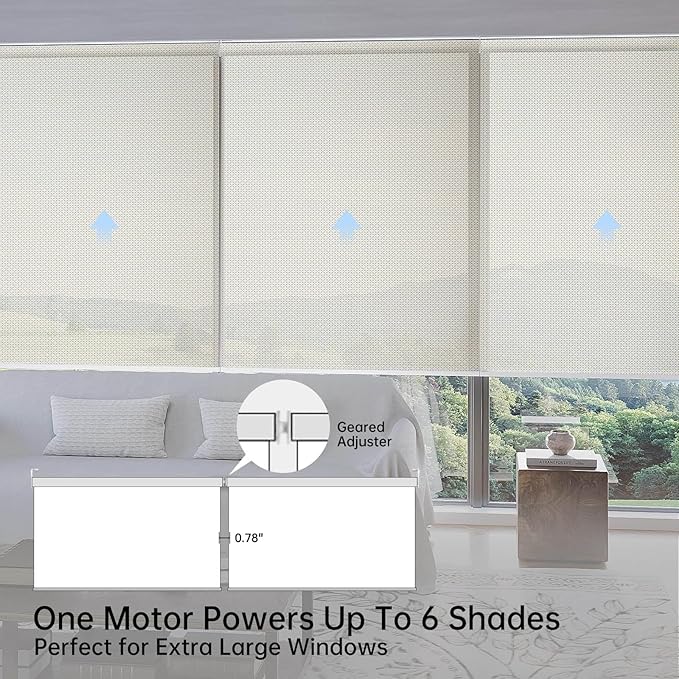 Motorized Coupled Shades, Falme Resistant Smart Solar Shades for Large Windows Automatic Blinds Compatible with Alexa, Electric Roller Blinds Customized for Home Office(5% Openness Beige)