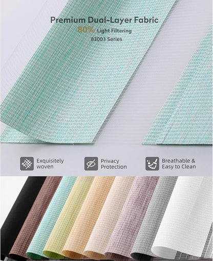 ACMEART Motorized Zebra Blinds,Smart APP & Remote Control Light Filtering Zebra Shades,Compatible with Alexa,Custom Size Electric Window Blinds for Home Office (Turquoise)