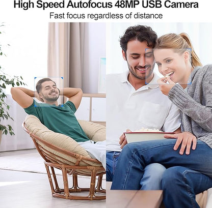 MMlove 48MP USB Camera Module 4K 30FPS Color Night Vision High Speed Autofocus Webcam Lightburn Camera 70° Viewing Angle Industrial Security Webcam for Face Recognition Streaming,PC/Laptop