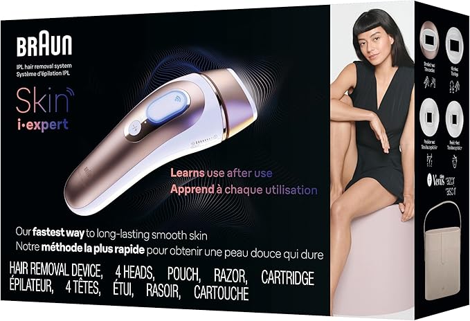 Braun Smart IPL, Skin i·Expert Pro 7, VOGUE's Best Hair Removal Device, IPL Hair Removal for Women and Men, Permanent Laser Hair Reduction At-Home, World's 1st Smart App, 4 Heads, IPL7387