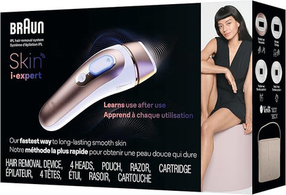 Braun Smart IPL, Skin i·Expert Pro 7, VOGUE's Best Hair Removal Device, IPL Hair Removal for Women and Men, Permanent Laser Hair Reduction At-Home, World's 1st Smart App, 4 Heads, IPL7387