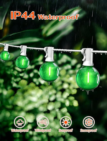 25 Pack Green G40 LED Bulbs, Commercial Grade E12 Base Replacement Bulbs for Outdoor Patio String Lights - 0.6W LED Globe Light Bulb (5W Equiv), Shatterproof Plastic for Holiday & Events (120V)