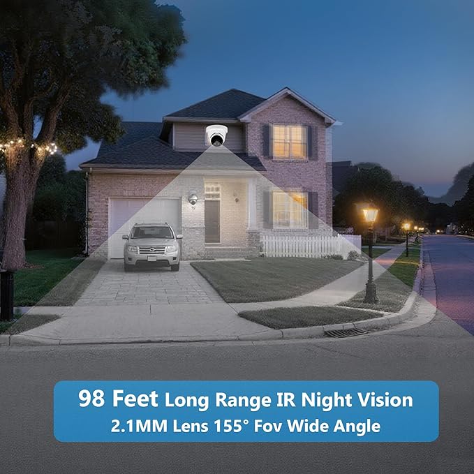 Real HD 2.1MM 6MP 155° Wide Angle PoE IP Camera Outdoor, 98ft IR Night Vision, H.265, IP66, Compatible with Uniview NVR, NDAA Compliant