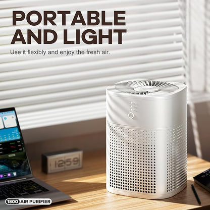 Air Purifiers for Home, Covers Up to 300 ft², High Torque Motor, 4 Mode, Remove Dust Smoke Odor, Essential Oil Diffuser, Air Purifiers for Bedroom, Office, Sleep Mode, Whisper Quiet, White