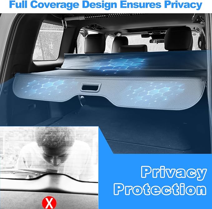 AUXKO Retractable Cargo Cover for Toyota Land Cruiser Prado J250 LC250 2026 2025 2024 Lexus GX550, Trunk Cover Security Cover Shielding Shade Anti-Peeping Privacy Screen, Carbon Fiber