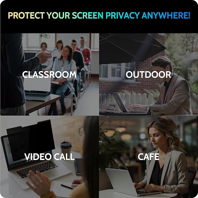 Peslv Magnetic Laptop Privacy Screen 13.4 & 13.3 inch for 16:10 Computer Monitor, 13" Removable Anti Glare Protector Blue Light Filter Shield Compatible with Lenovo Hp Dell Acer Asus Thinkpad Envy Xps