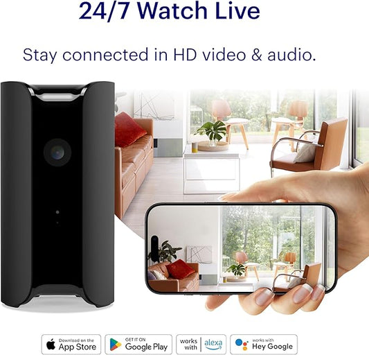 Canary View Indoor Home Security Camera 1080p HD WiFi IP | 24/7 Watch Live Video, Motion Alerts, Two-Way Talk, Night Vision, 10x Zoom, Private Mode, Compatible with Alexa, Google Assistant