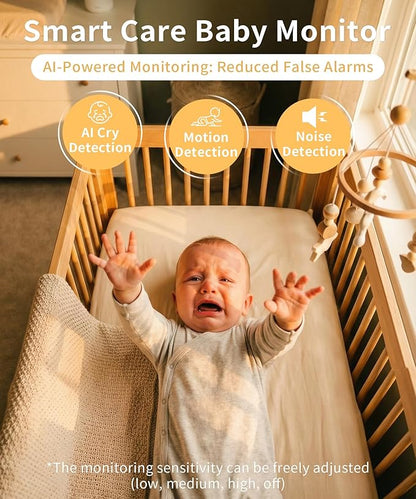 ALIOBC Smart Baby Monitor with Camera and Audio WiFi & No-WiFi Modes AI Cry Detection Night Vision 1080p FHD Camera and 5" Large Screen Two-Way Talk 1000ft Range Smart Alert Easy Setup for New Parents