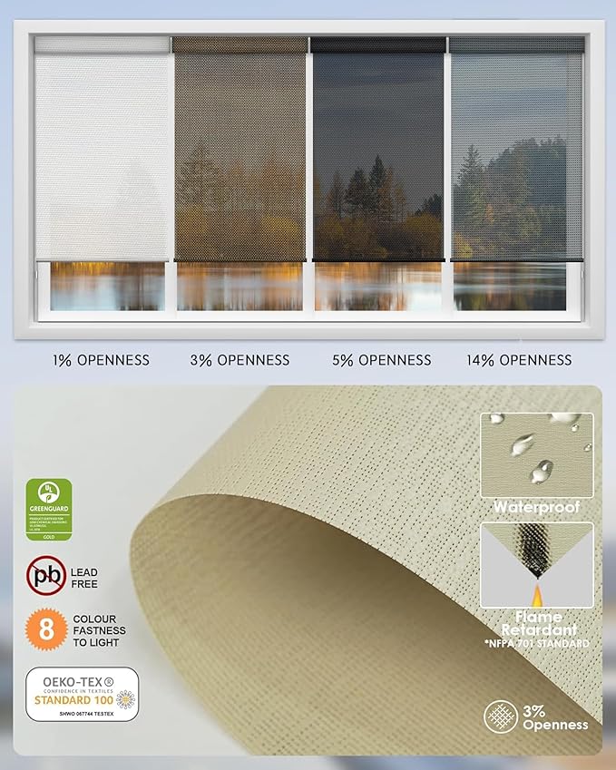 Yoolax Motorized Solar Shades Light Filtering Motorized Blinds with Remote Smart Blinds Work with Alexa, Google, Flame Retardant Roller Shades for Windows, Customized (3% Openness Sunlit Yellow)