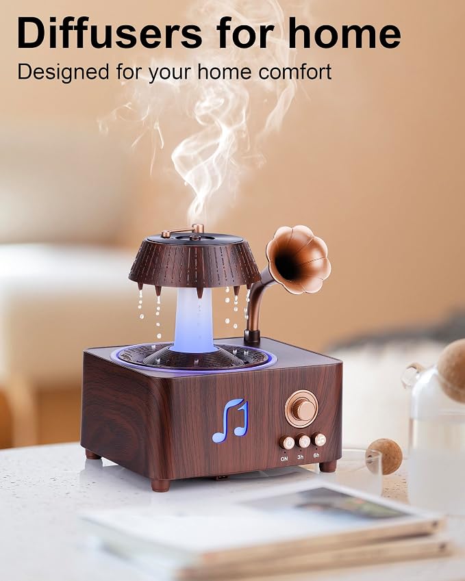 Essential Oil Diffuser, 250ml Rain Humidifier for Bedrooms