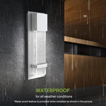 ASD LED 13" Bubble Glass Wall Light Fixture, Outdoor & Indoor Seeded Sconce | 3CCT, Waterproof, Dimmable, ETL Listed | 12W 500LM 3000-5000K 120V | Exterior Lantern, Porch Lighting | White, 4 Pack