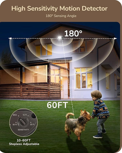 EDISHINE Motion Sensor, 180-Degree Replacement Motion Detector for Security Floodlights, Adjustable Time & Detection Sensitivity Range Up to 60 Feet, 3 Modes Pir Motion Sensor, Brown, UL Listed