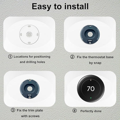 Wall Plate Cover Compatible with Google Nest Learning Thermostat (4th Gen), Practical Trim Kit for Nest Learning Thermostat 4, Snap fit Design, Snap fit Design (White, 1 Pack)