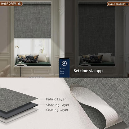 Motorized Roller Shade: 100% Blackout, Electric Blinds Compatible with Alexa/Google Home/Apple Homekit, Customized Size, Aura Dove