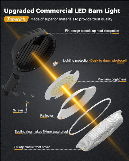 LED Barn Light 2Packs, 150W 20000LM Yard Area Lights Dusk to Dawn Outdoor Lighting with Photocell 3000K Warm White Adjustable Angle IP66 Waterproof Street Lights for Security/Farmhouse/Garage