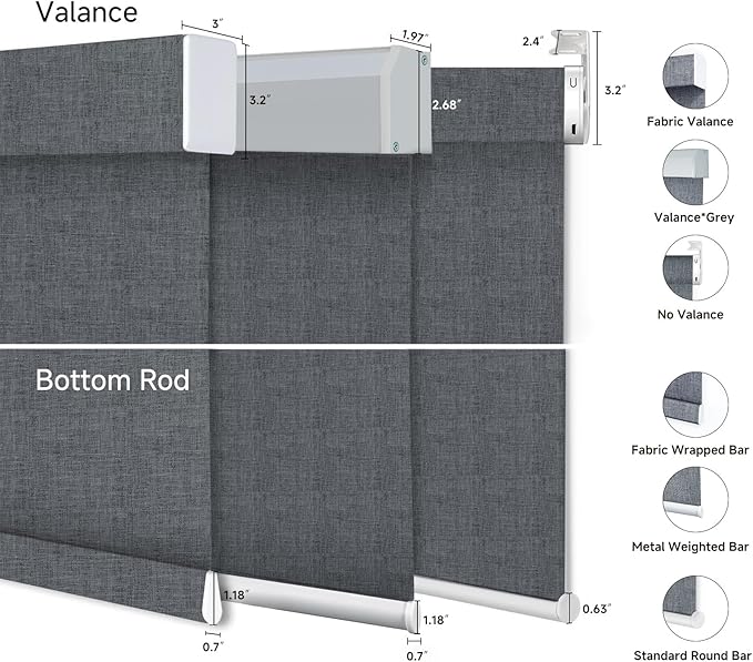 Motorized Blinds with Remote, Custom Automatic Electric Blackout Smart Blinds for Windows, Motorized Window Roller Shades Compatible with Alexa Google homekit for Home Office, Charcoal Grey