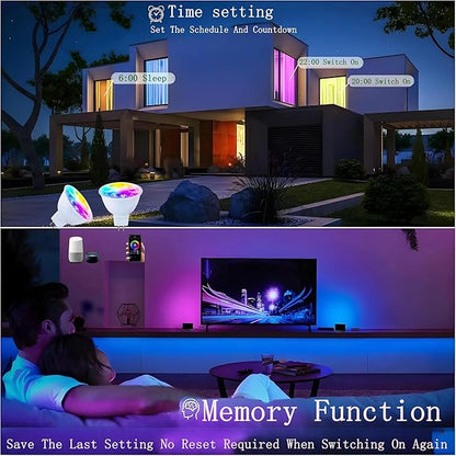 Smart MR16 LED Bulb Dimmable Color Changing, 12V Gu5.3 Bi-pin Base, WiFi & Bluetooth LED Bulbs Work with Alexa Google, Color Changing Sync with Music, for Living Room, Bedroom, Office,Hotel etc. 4Pack