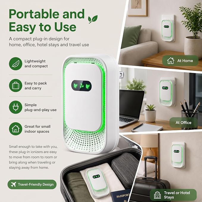 6 Pack Plug in Air Purifier,Quiet Air Ionizers for Home and Pet Odors