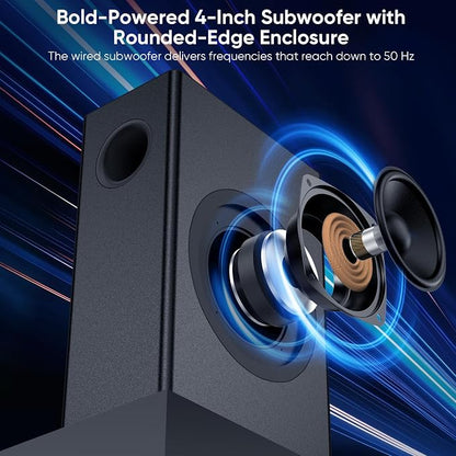 Saiyin Soundbar with Subwoofer, 14.2" Compact Soundbar, 4" Subwoofer, 70W