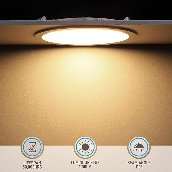 TORCHSTAR 12-Pack 6 Inch Ultra-Thin LED Recessed Lighting with J-Box, CRI90, 3000K Warm White, 12W Dimmable 1100lm Brightness LED Downlight, ETL & Energy Star Listed