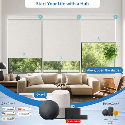 No Drill Motorized Blinds with Remote, No Tools Automatic Blinds for Window, Blackout Motorized Shades, Light-Filtering Smart Blind, Dry Battery, Customized Size, Linen