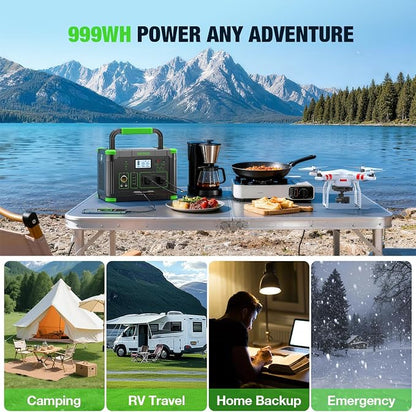 1000W Portable Power Station & 200W Foldable Solar Panel Generator Kit