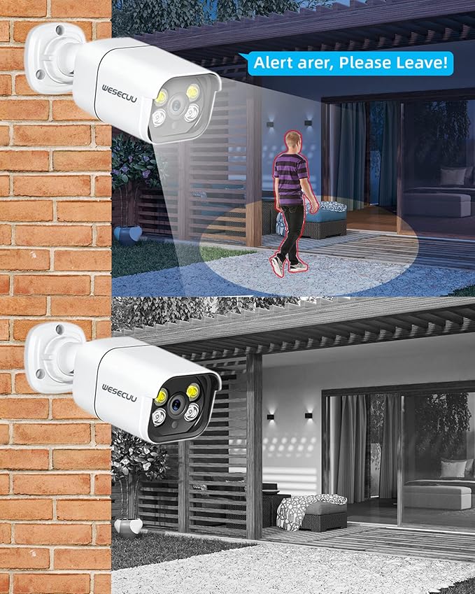 WESECUU Poe Security Camera System, 4K CCTV Camera Security System 4pcs IP Home Security Cameras Outdoor, 2-Way Audio, Human Detection Home Camera System (4CAM)