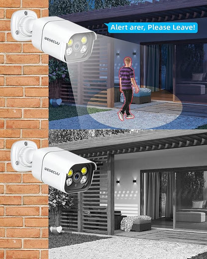 WESECUU Poe Security Camera System, 4K CCTV Camera Security System 4pcs IP Home Security Cameras Outdoor, 2-Way Audio, Human Detection Home Camera System (8 CAM)