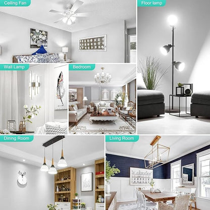 8 Pack E12 Candelabra LED Bulbs 5000K Bright Daylight, Small Base Ceiling Fan Light Bulb 6W, Type B Light Bulb for Chandelier, Candle Shape B11, 600LM, Non-dimmable