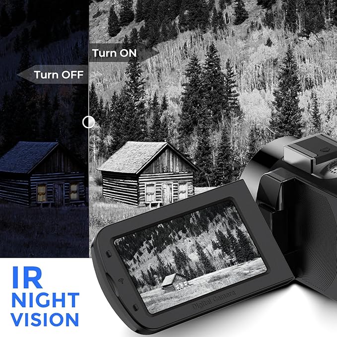4K Video Camera Camcorder Ultra HD 64MP Vlogging Camera for YouTube 28X Digital Zoom 270° Rotation Screen 3.0" Vlog Camera with Night Vision Video Recorder with WiFi Connection