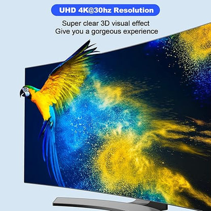 HDMI Extender Splitter 1 x 4, JCHICI 4K@30Hz 100M(328fts) HDMI Splitter with Loopout and EDID Copy Function, Lossless Transmission and Zero Latency, Support 3D